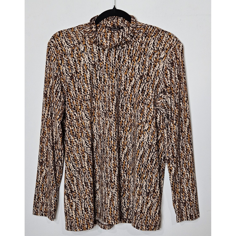 J McLaughlin Nora Turtleneck Tortoiseshell Womens XL Long Sleeve Abstract Top‎